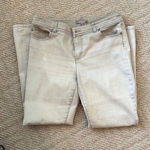 Chico’s Tan 5 pocket Jeans.